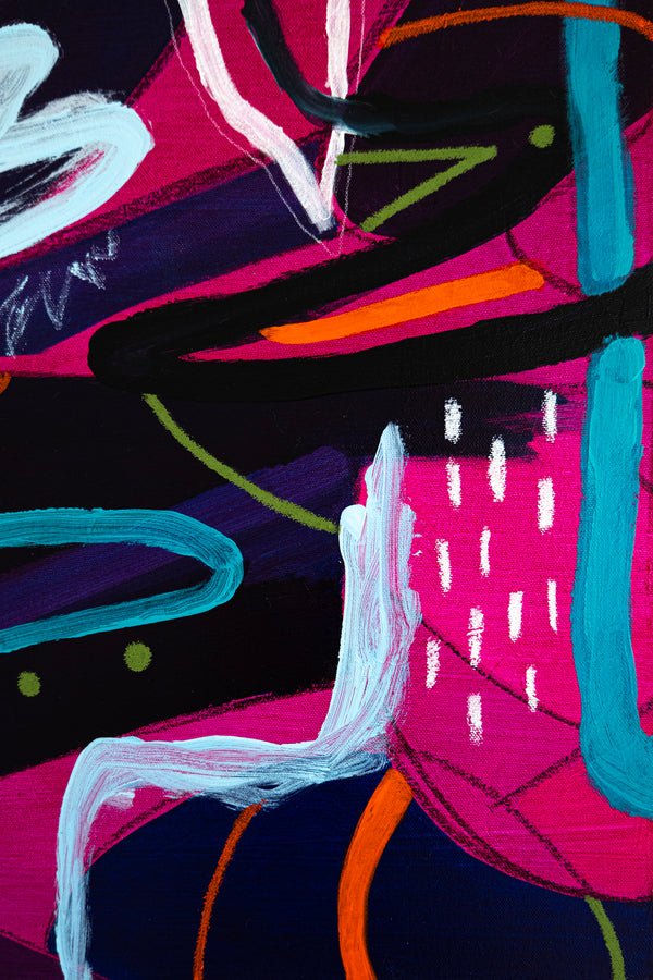 Original Abstract Colorful Painting Unique Modern Canvas Wall Art | Magenta Pop (36"x36")