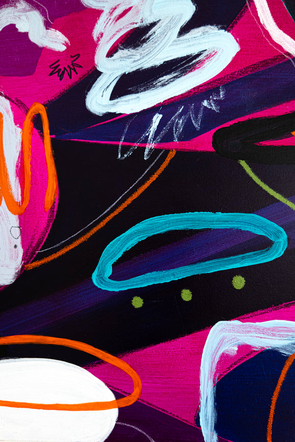 Original Abstract Colorful Painting Unique Modern Canvas Wall Art | Magenta Pop (36"x36")