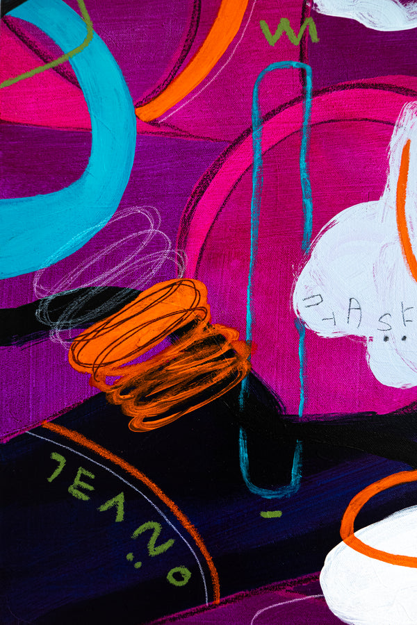 Original Abstract Colorful Painting Unique Modern Canvas Wall Art | Magenta Pop (36"x36")