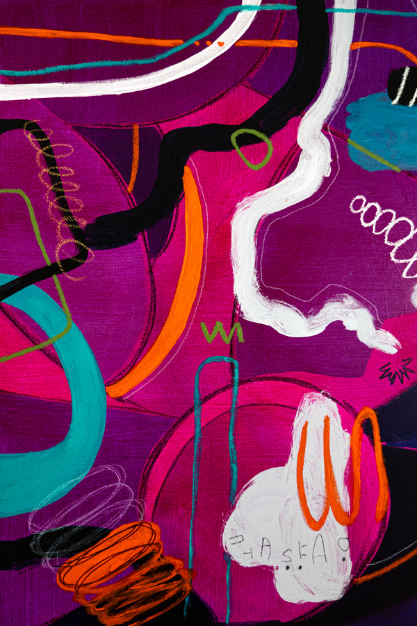 Original Abstract Colorful Painting Unique Modern Canvas Wall Art | Magenta Pop (36"x36")