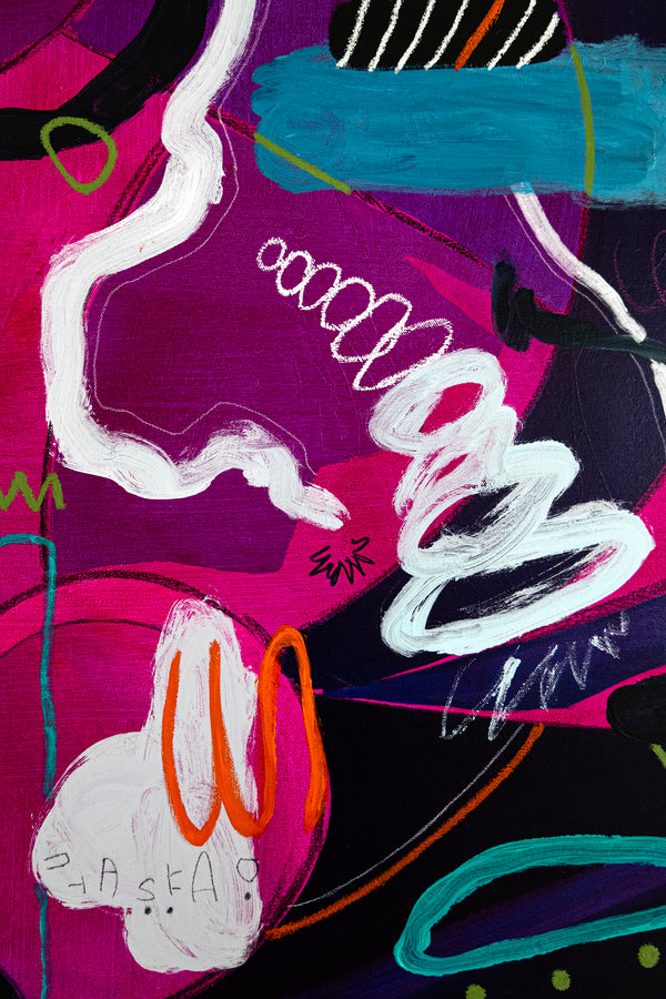 Original Abstract Colorful Painting Unique Modern Canvas Wall Art | Magenta Pop (36"x36")