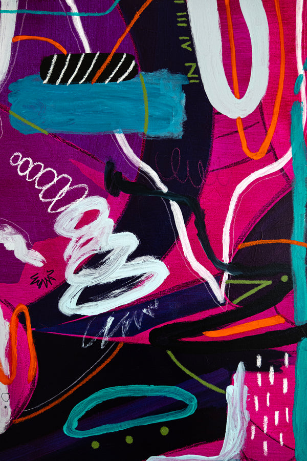 Original Abstract Colorful Painting Unique Modern Canvas Wall Art | Magenta Pop (36"x36")