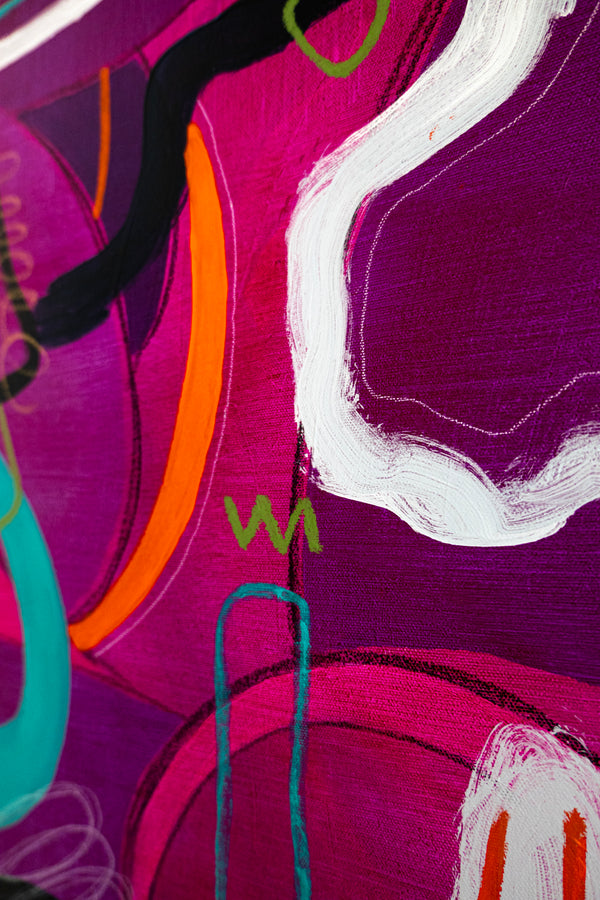 Original Abstract Colorful Painting Unique Modern Canvas Wall Art | Magenta Pop (36"x36")