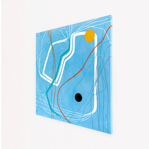 Sky Blue Oasis of Calm, Modern Abstract Oil & Acrylic Painting, Canvas Wall Art in Contemporary Style | Mare (48"x48")