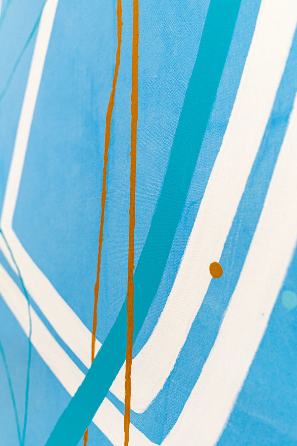 Sky Blue Oasis of Calm, Modern Abstract Oil & Acrylic Painting, Canvas Wall Art in Contemporary Style | Mare (48"x48")