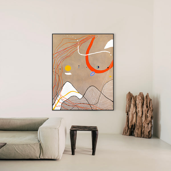 Minimal Abstract Original Painting, Extra Large Canvas Wall Art Fusing Acrylic & Oil Paint | Melody of the wind (48"x60")