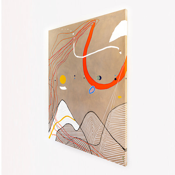 Minimal Abstract Original Painting, Extra Large Canvas Wall Art Fusing Acrylic & Oil Paint | Melody of the wind (48"x60")