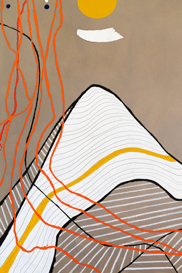 Minimal Abstract Original Painting, Extra Large Canvas Wall Art Fusing Acrylic & Oil Paint | Melody of the wind (48"x60")