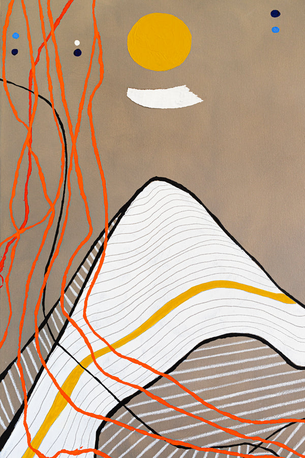 Minimal Abstract Original Painting, Extra Large Canvas Wall Art Fusing Acrylic & Oil Paint | Melody of the wind (48"x60")