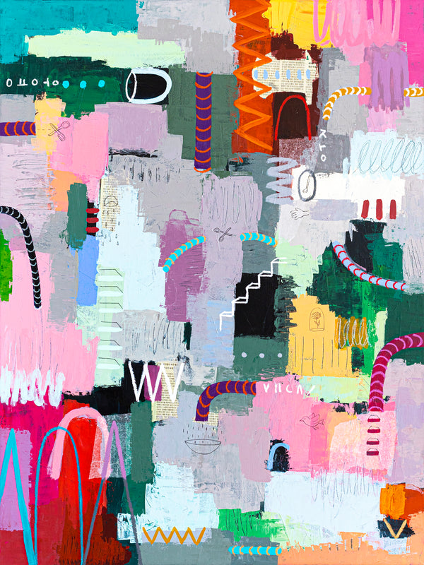 Abstract Modern Expressionism Painting, Celebrating Light Colors & Bold Compositions Canvas Art | Memoria (36"x48")