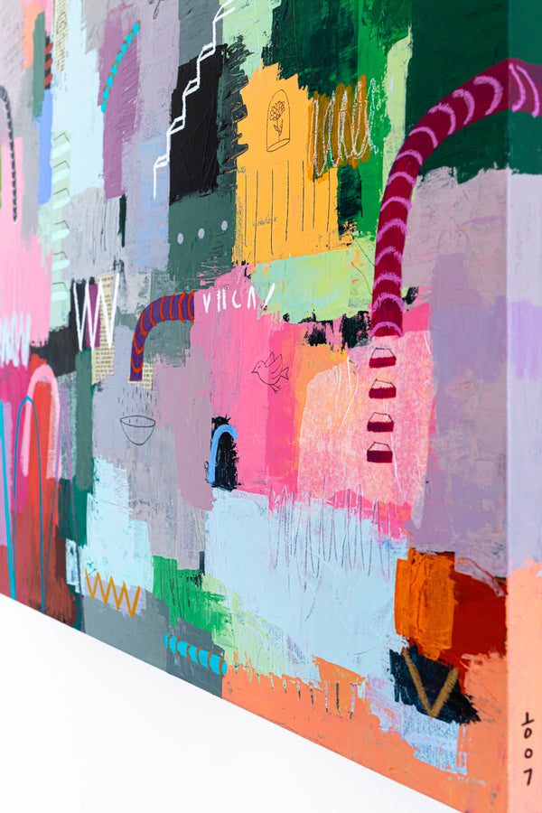 Abstract Modern Expressionism Painting, Celebrating Light Colors & Bold Compositions Canvas Art | Memoria (36"x48")