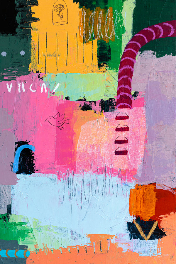 Abstract Modern Expressionism Painting, Celebrating Light Colors & Bold Compositions Canvas Art | Memoria (36"x48")