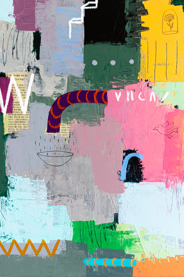 Abstract Modern Expressionism Painting, Celebrating Light Colors & Bold Compositions Canvas Art | Memoria (36"x48")