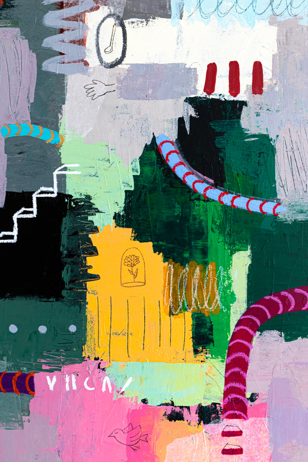 Abstract Modern Expressionism Painting, Celebrating Light Colors & Bold Compositions Canvas Art | Memoria (36"x48")