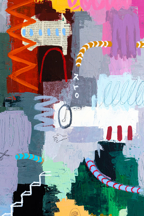 Abstract Modern Expressionism Painting, Celebrating Light Colors & Bold Compositions Canvas Art | Memoria (36"x48")