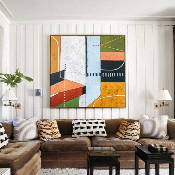 Large Original Geometric Abstract painting, Modern Canvas Wall Art for Exploration of Time & Space | Metaphysics