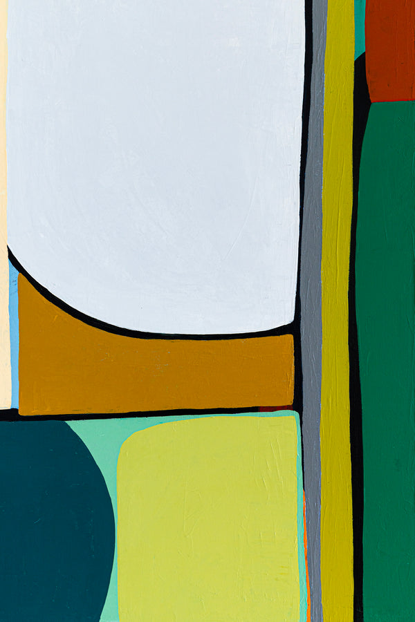Original Abstract Painting in Acrylic, Modern Minimalist Canvas Wall Art | Mid-century Rendezvous (Horizontal Ver.)