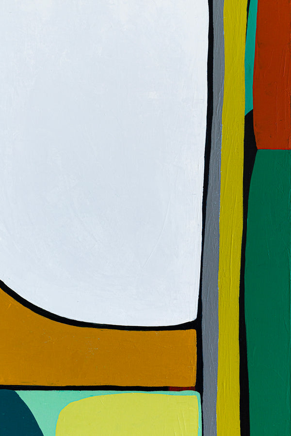 Original Abstract Painting in Acrylic, Modern Minimalist Canvas Wall Art | Mid-century Rendezvous (Horizontal Ver.)