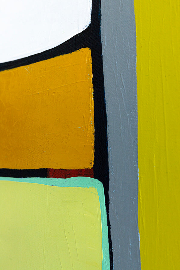 Original Abstract Painting in Acrylic, Modern Minimalist Canvas Wall Art | Mid-century Rendezvous (Horizontal Ver.)