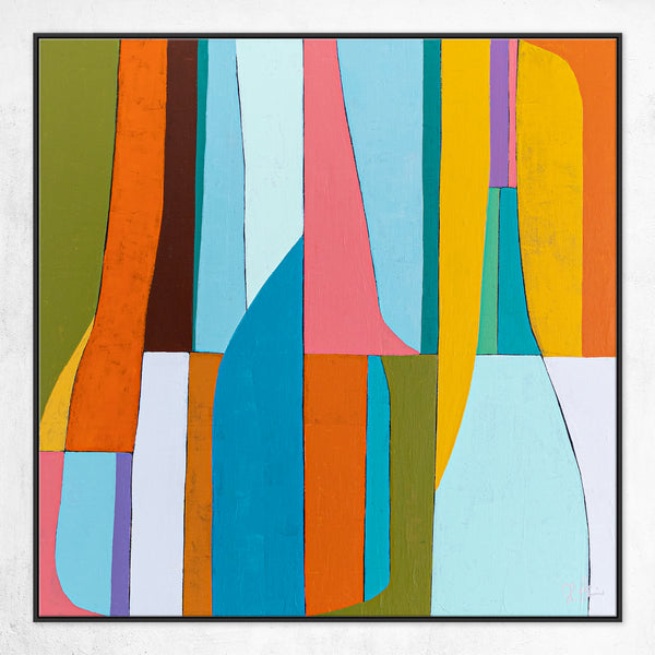 Colorful Original Abstract Painting in Acrylic, Bright and Cozy Large Modern Canvas Wall Art | Mid-century lulu