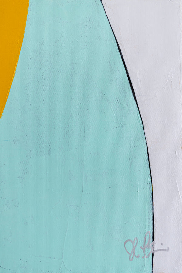 Colorful Original Abstract Acrylic Painting, Bright and Cozy Modern Canvas Art | Mid-century lulu (Horizontal Ver.)