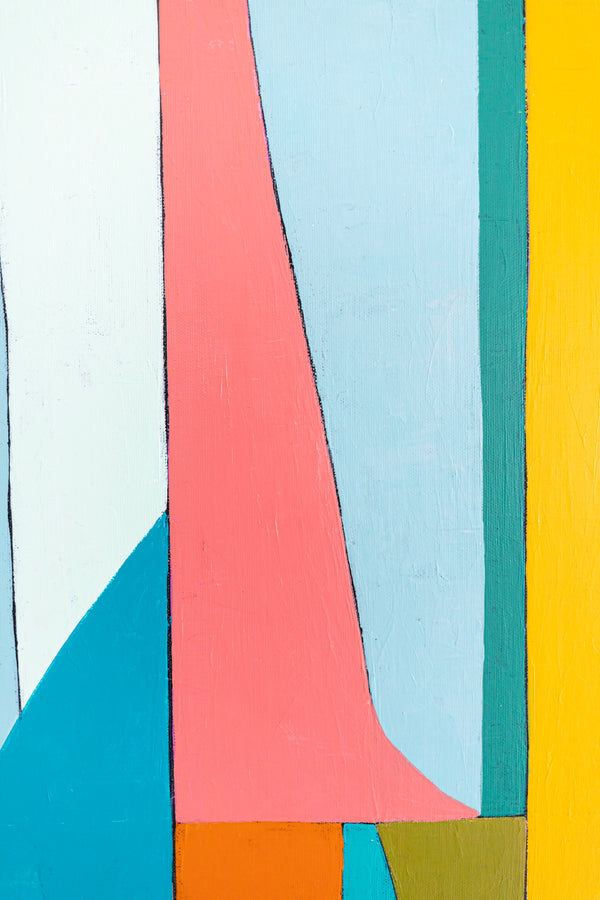Colorful Original Abstract Acrylic Painting, Bright and Cozy Modern Canvas Art | Mid-century lulu (Horizontal Ver.)