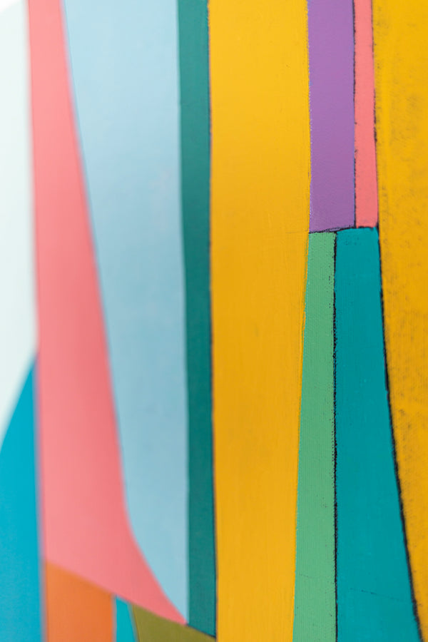 Colorful Original Abstract Acrylic Painting, Bright and Cozy Modern Canvas Art | Mid-century lulu (Horizontal Ver.)