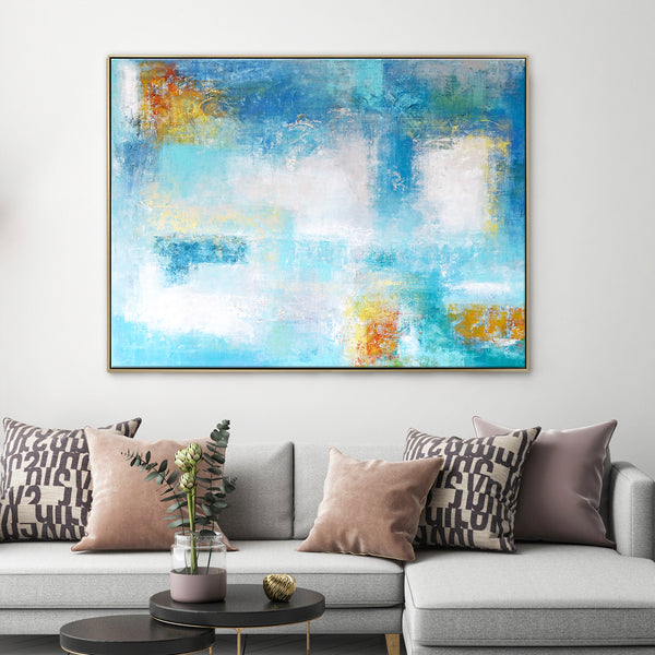 Contemporary Original Abstract Painting in Acrylic, Large Modern Canvas Wall art of Colorful Brush Strokes | Misty