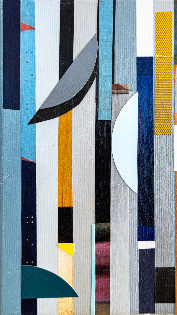 Abstract Painting – Original Collage Wall Art – Acrylic Oil & Mixed Media on Canvas – "Mixed Media Collage - GA" – 8"x8" (20x20cm)