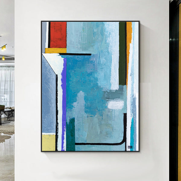 Large Geometric Original Abstract Painting in Acrylic, Large Contemporary Modern Canvas Wall Art | Modern Somber