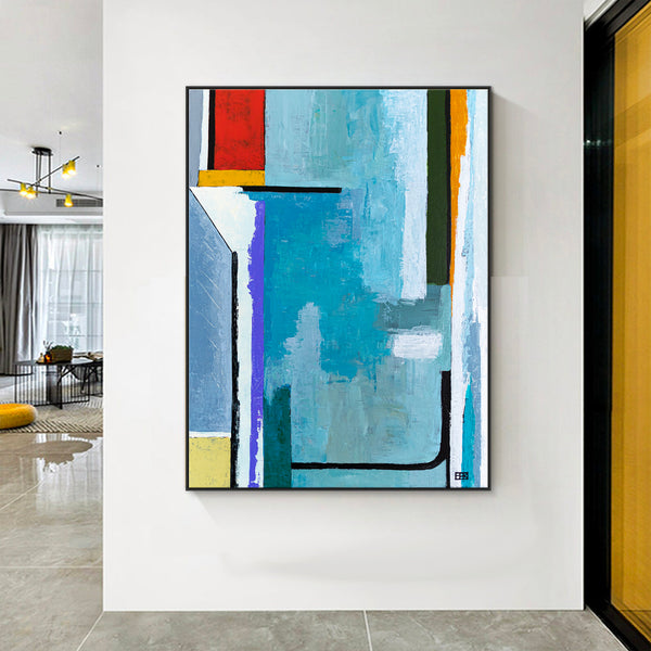 Large Geometric Original Abstract Painting in Acrylic, Large Contemporary Modern Canvas Wall Art | Modern Somber