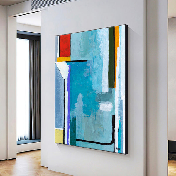 Large Geometric Original Abstract Painting in Acrylic, Large Contemporary Modern Canvas Wall Art | Modern Somber