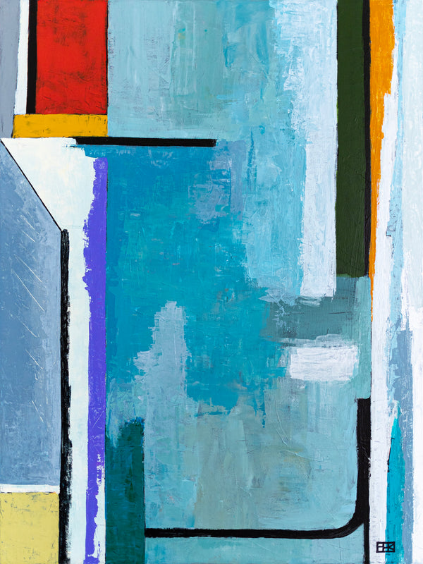 Large Geometric Original Abstract Painting in Acrylic, Large Contemporary Modern Canvas Wall Art | Modern Somber