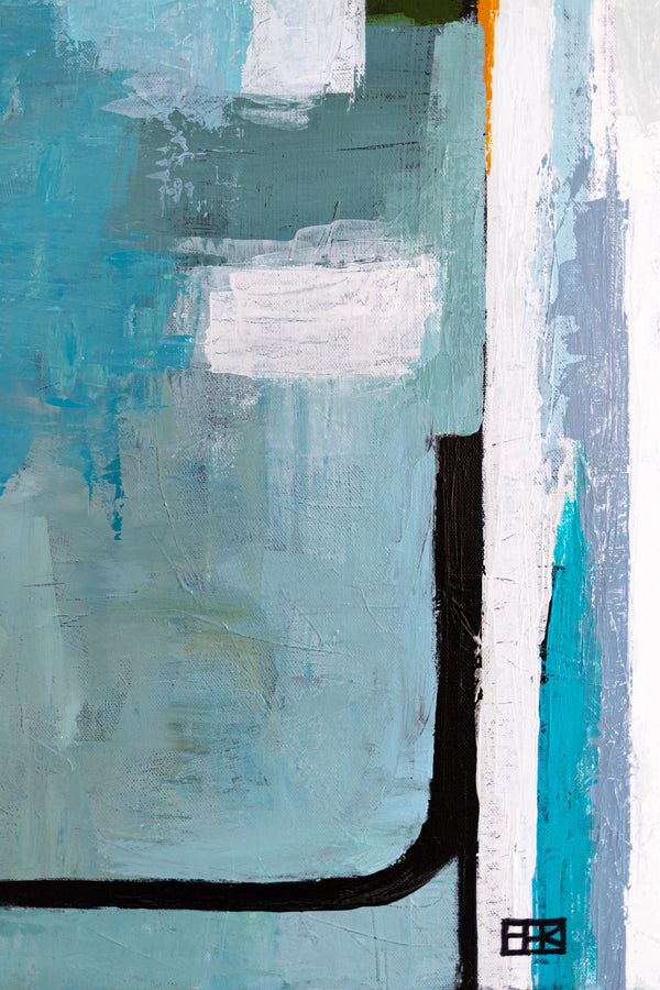 Large Geometric Original Abstract Painting in Acrylic, Large Contemporary Modern Canvas Wall Art | Modern Somber