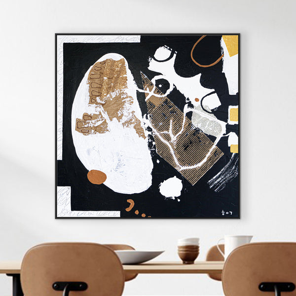 Abstract Expressionist Painting of Whimsical Magic, Acrylic and Mixed Media Modern Wall Art | Mojo (40"x40")