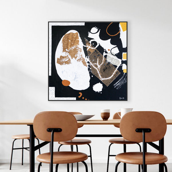 Abstract Expressionist Painting of Whimsical Magic, Acrylic and Mixed Media Modern Wall Art | Mojo (40"x40")