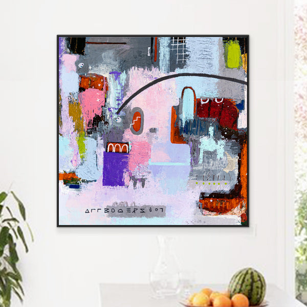 Original Abstract Colorful Painting Mixed Media Modern Canvas Wall Art | Motnani (36"x36")