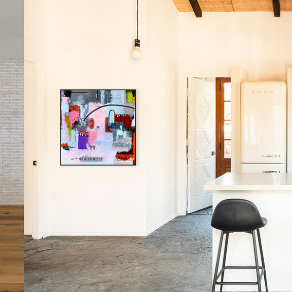 Original Abstract Colorful Painting Mixed Media Modern Canvas Wall Art | Motnani (36"x36")