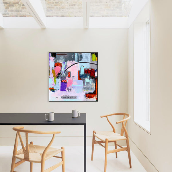 Original Abstract Colorful Painting Mixed Media Modern Canvas Wall Art | Motnani (36"x36")