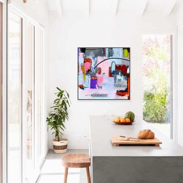 Original Abstract Colorful Painting Mixed Media Modern Canvas Wall Art | Motnani (36"x36")