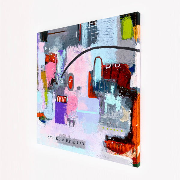 Original Abstract Colorful Painting Mixed Media Modern Canvas Wall Art | Motnani (36"x36")