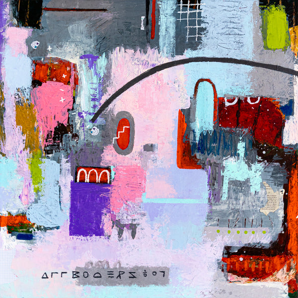 Original Abstract Colorful Painting Mixed Media Modern Canvas Wall Art | Motnani (36"x36")