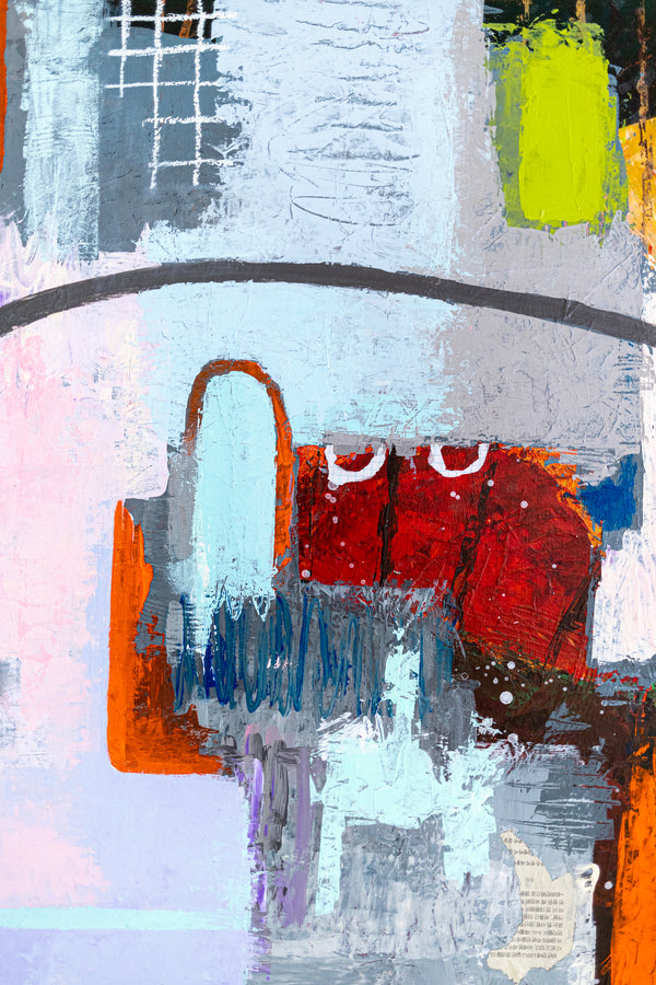 Original Abstract Colorful Painting Mixed Media Modern Canvas Wall Art | Motnani (36"x36")