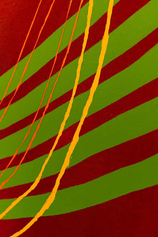 Red-toned Abstract Acrylic and Oil Painting with Minimalist Line Work, Modern Canvas Wall Art | Musica (36"x36")