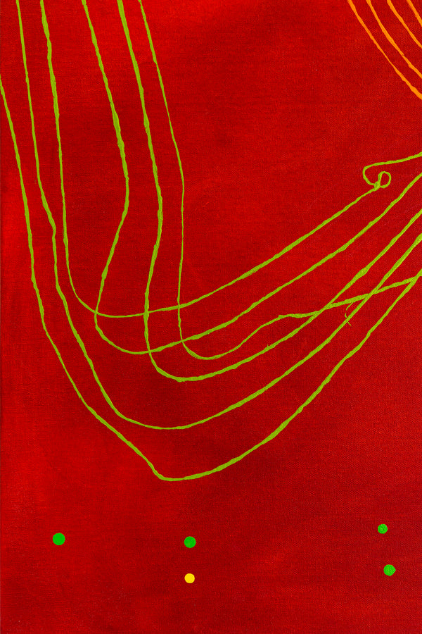 Red-toned Abstract Acrylic and Oil Painting with Minimalist Line Work, Modern Canvas Wall Art | Musica (36"x36")