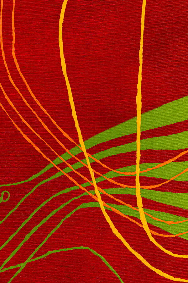 Red-toned Abstract Acrylic and Oil Painting with Minimalist Line Work, Modern Canvas Wall Art | Musica (36"x36")