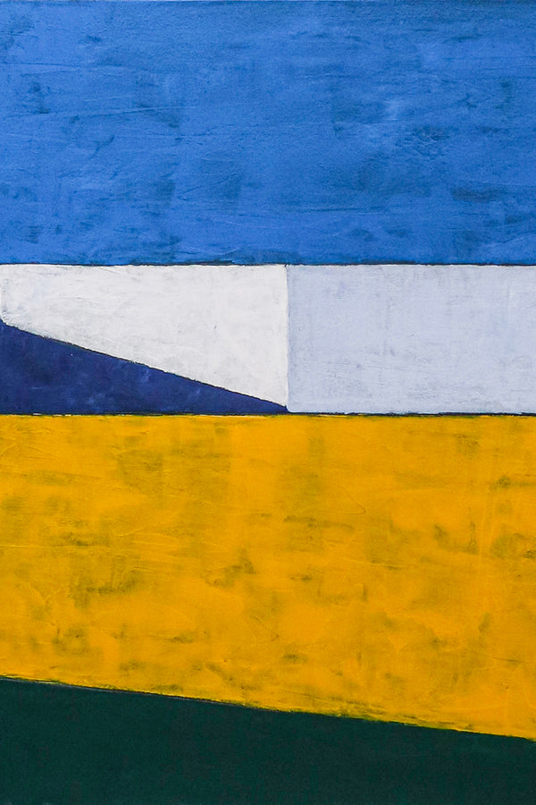 Minimalist Geometric Seascape Abstract Original Acrylic Painting, Large Modern Canvas Wall Art | My balcony