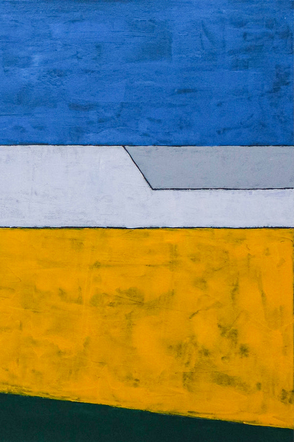 Minimalist Geometric Seascape Abstract Original Acrylic Painting, Large Modern Canvas Wall Art | My balcony