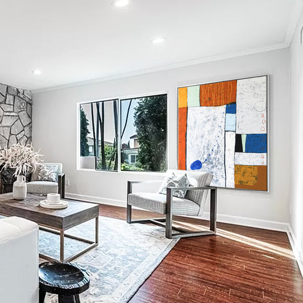 Modern Original Abstract Painting in Acrylic, Contemporary Large Canvas Wall Art for State of Mind | My blue II