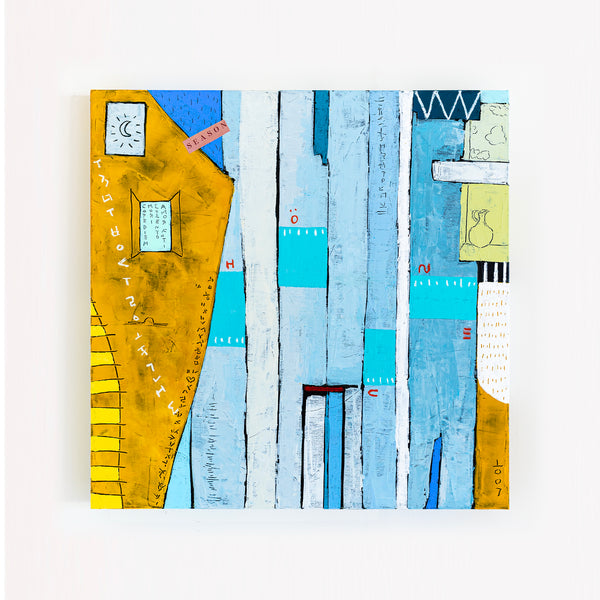 Geometric Abstraction of Aerial View in Acrylic & Bright Modern Painting, Canvas Wall Art | My dear neighborhood I (24"x24")